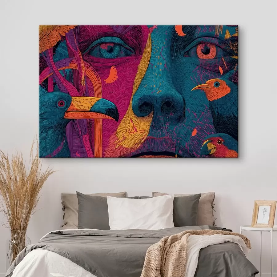 Tablouri Portret psihedelic cu păsări s47789