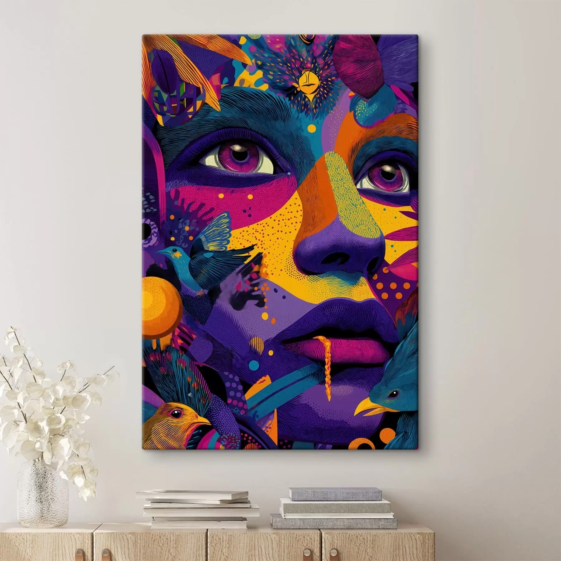 Tablouri Portret psihedelic cu păsări s47790