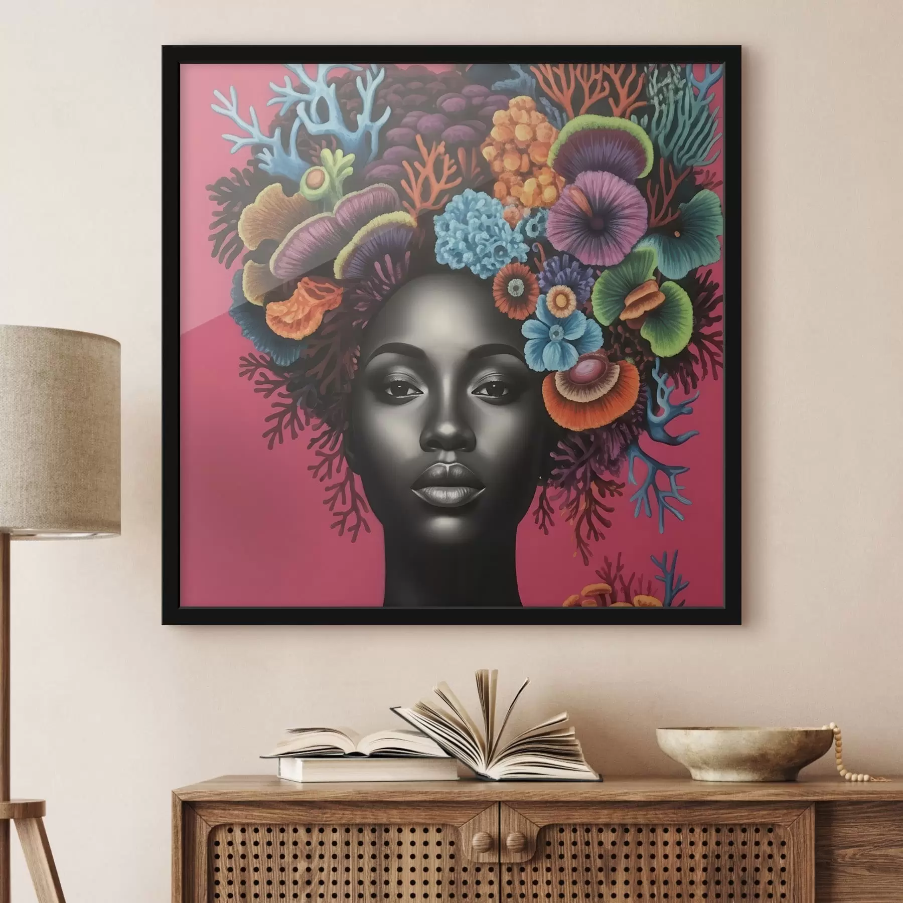 fototapet Portret psihedelic al unei femei cu ciuperci f47786