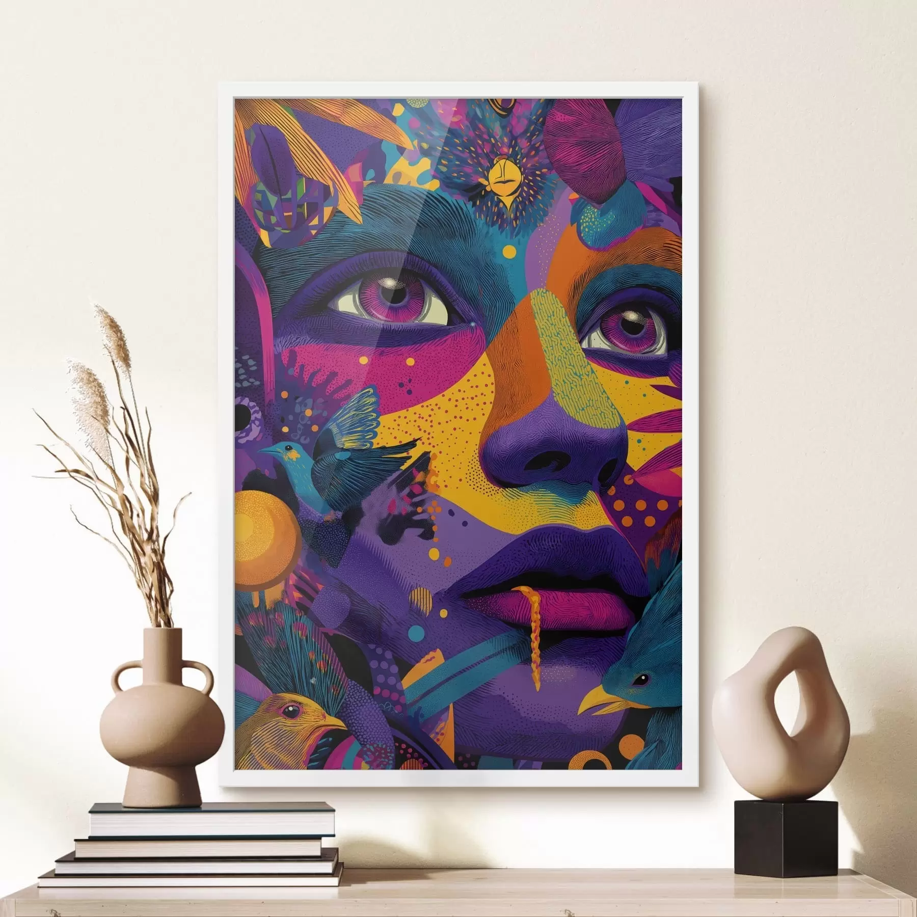 fototapet Portret psihedelic cu păsări f47790