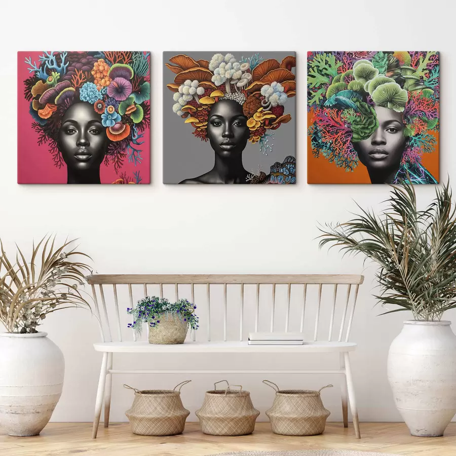 fototapet Portret psihedelic al unei femei cu ciuperci m01308