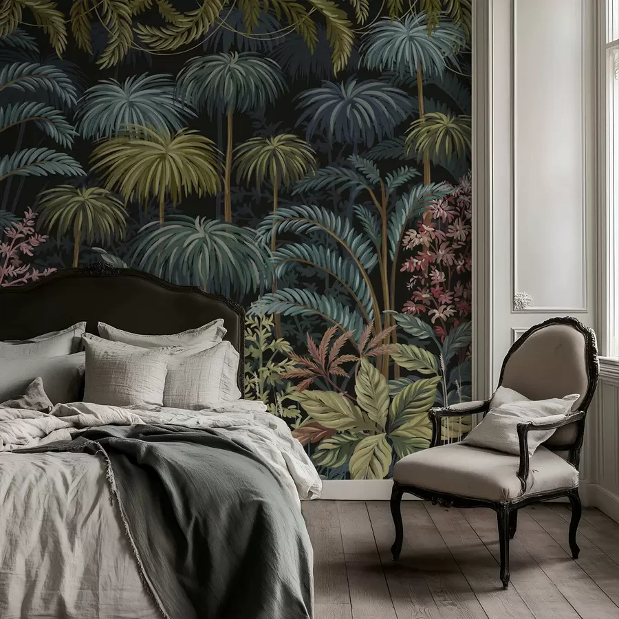 fototapet Frunziș tropical dens, cu frunze mari w05116