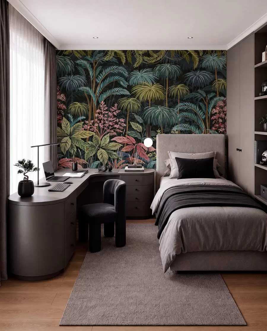 fototapet Frunziș tropical dens, cu frunze mari w05116