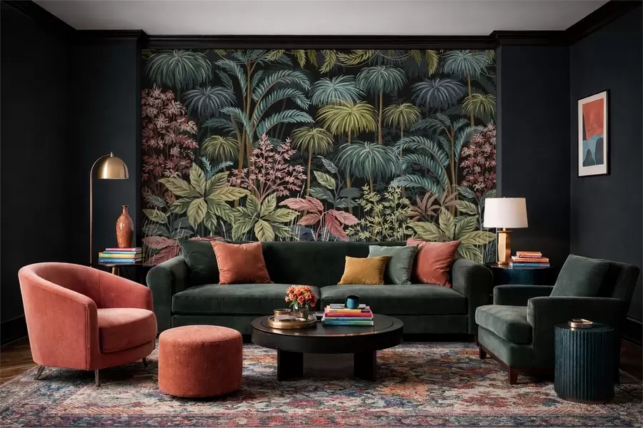 fototapet Frunziș tropical dens, cu frunze mari w05116