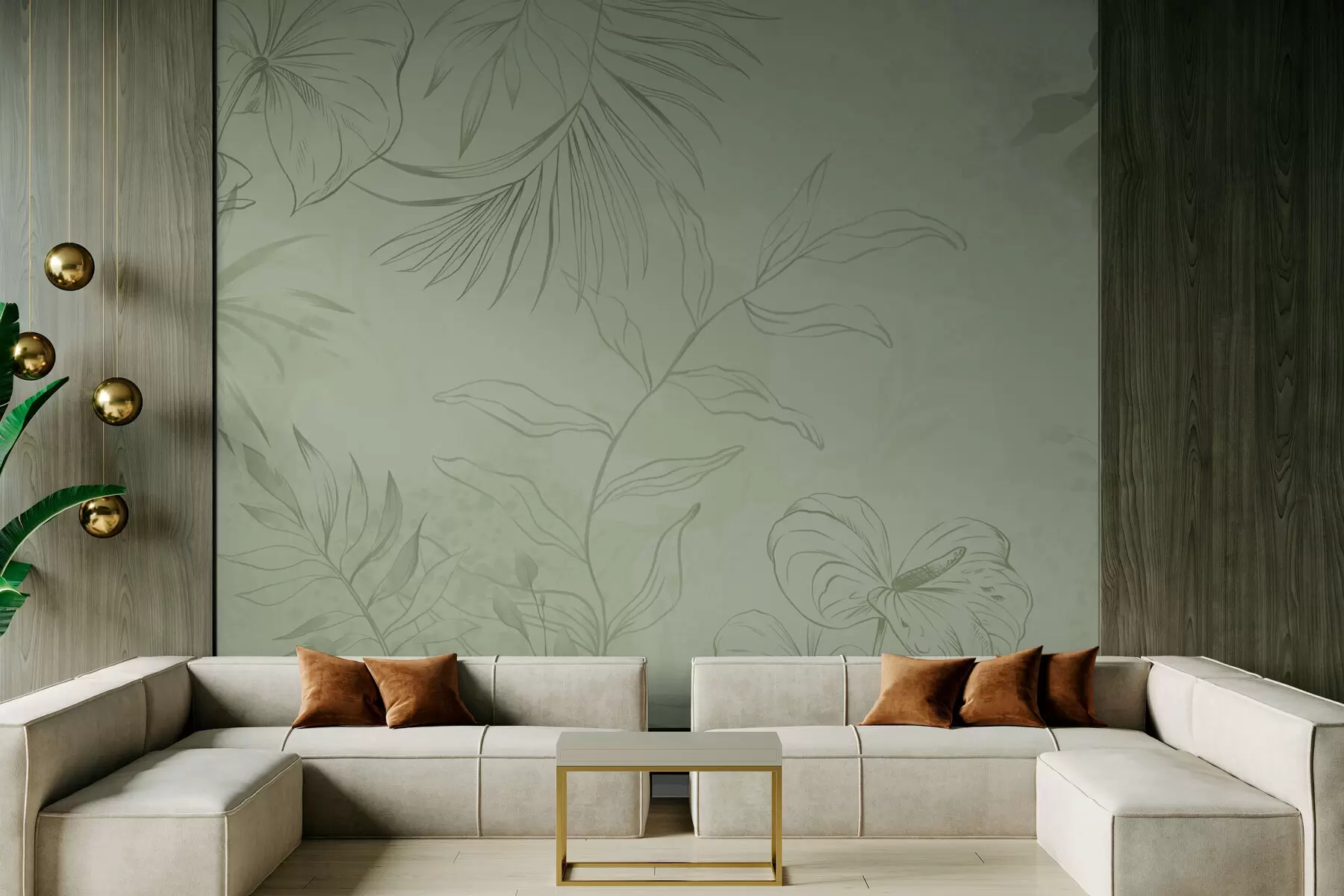 fototapet Plante liniare pe fundal albastru rece w05128v2