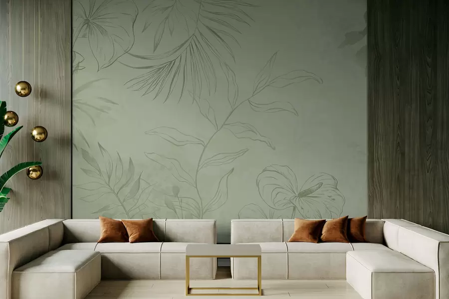 fototapet Plante liniare pe fundal albastru rece w05128v2