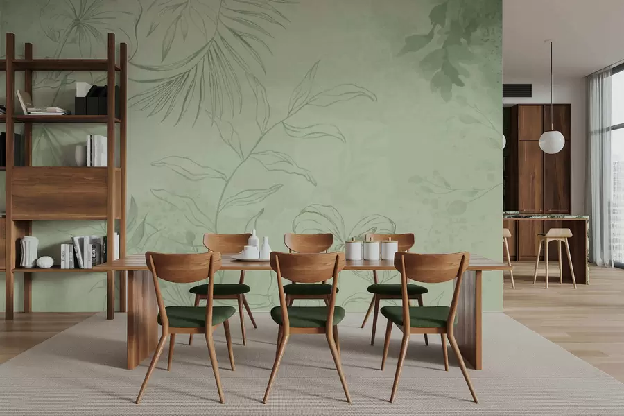 fototapet Plante liniare pe fundal albastru rece w05128v2