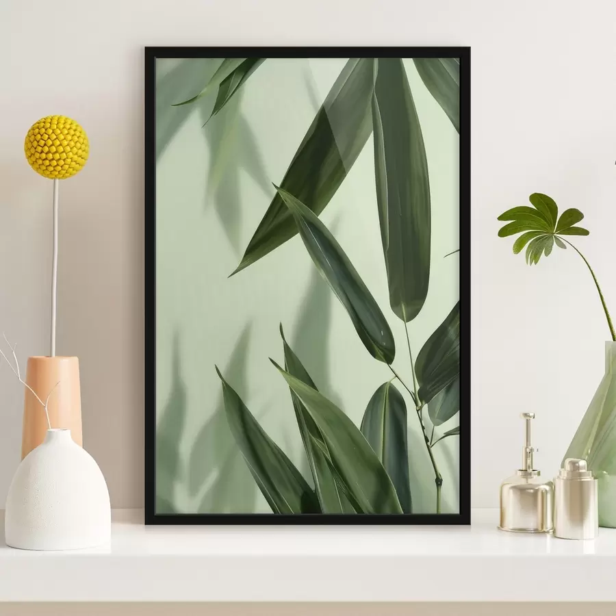 fototapet Frunze de bambus pe un fundal deschis f47815