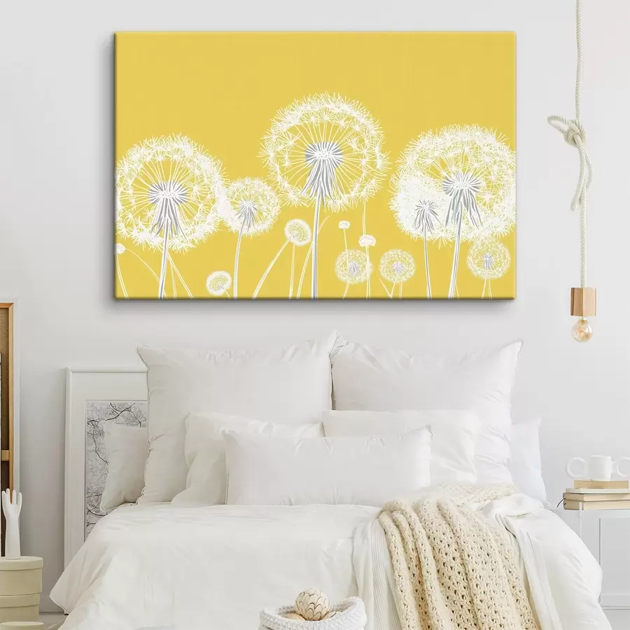 Tablouri Păpădii albe pe fond galben s47890