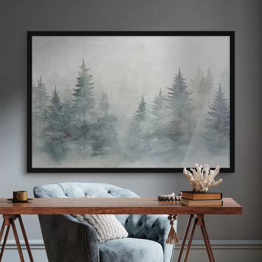 fototapet Pădure de conifere, stil grunge f47894