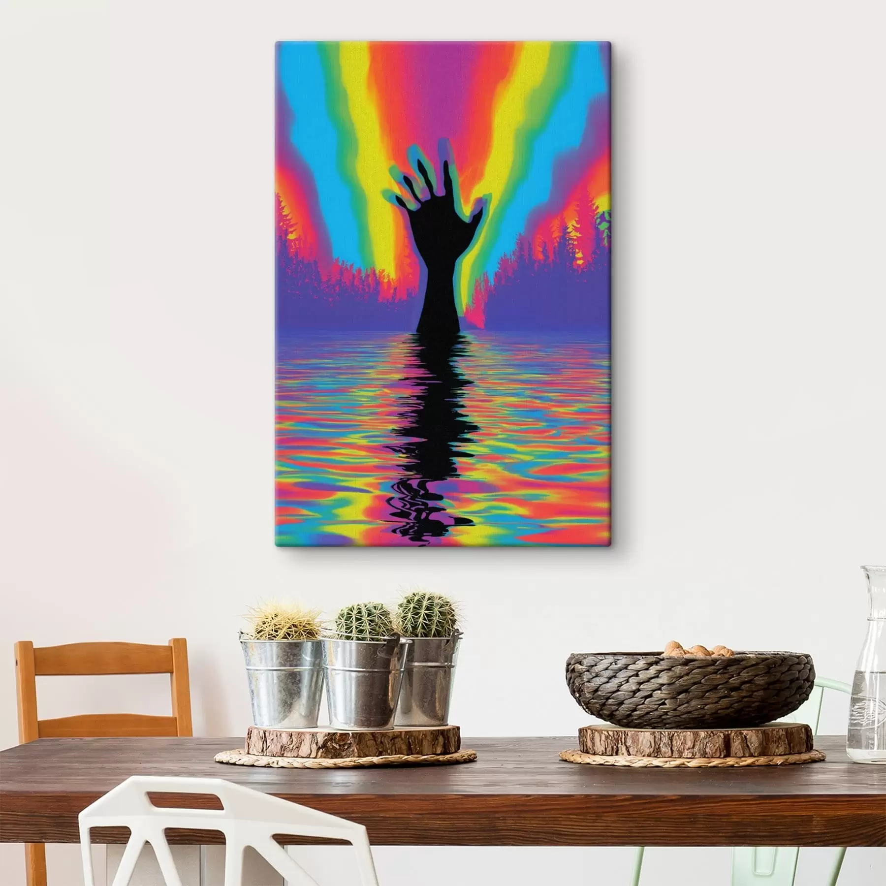 Tablouri Silueta unei mâini deasupra apei s47903