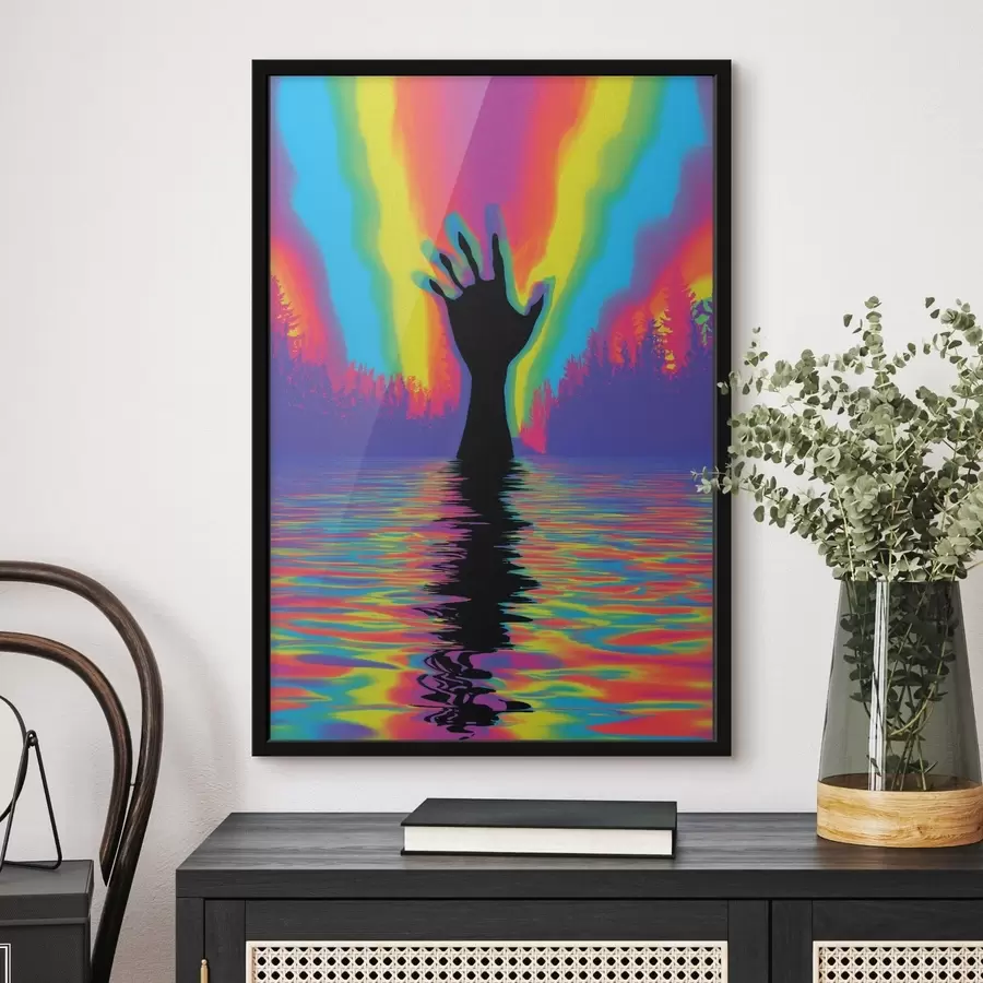 fototapet Silueta unei mâini deasupra apei f47903