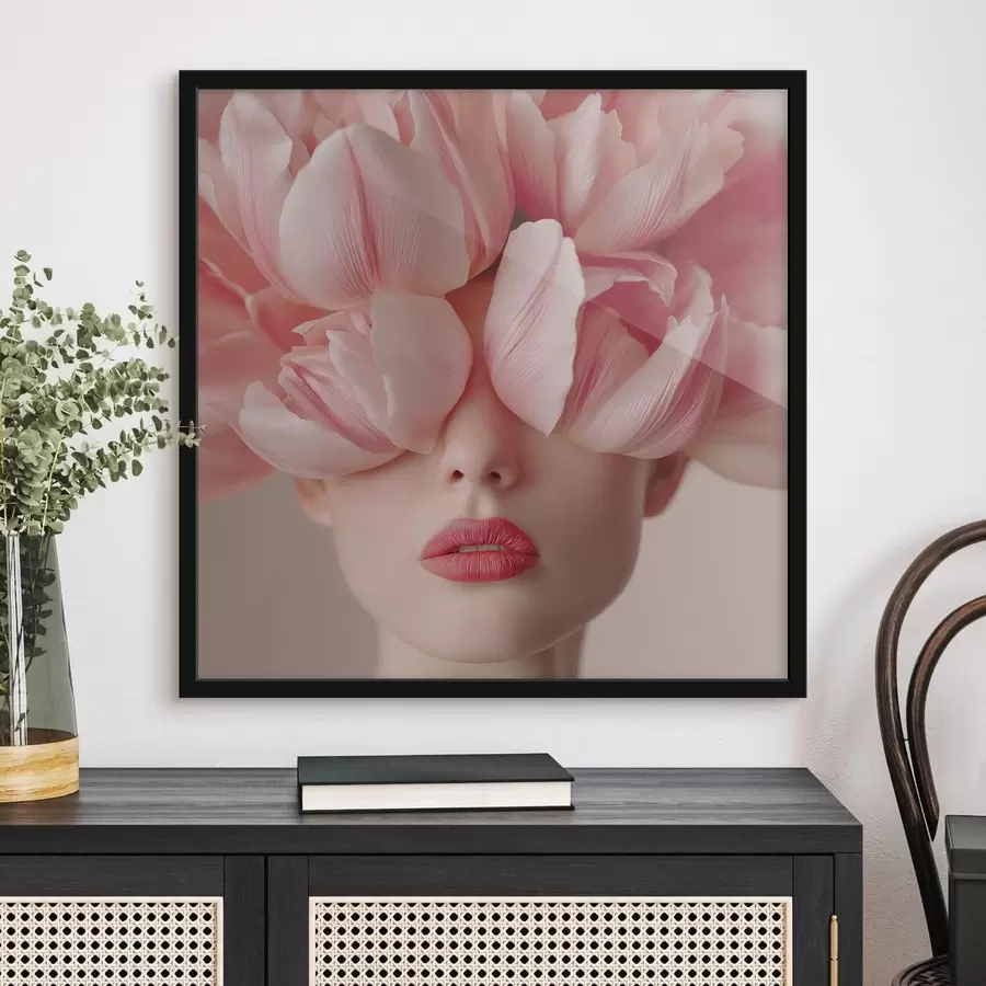 fototapet Portret feminin cu petale roz f47920