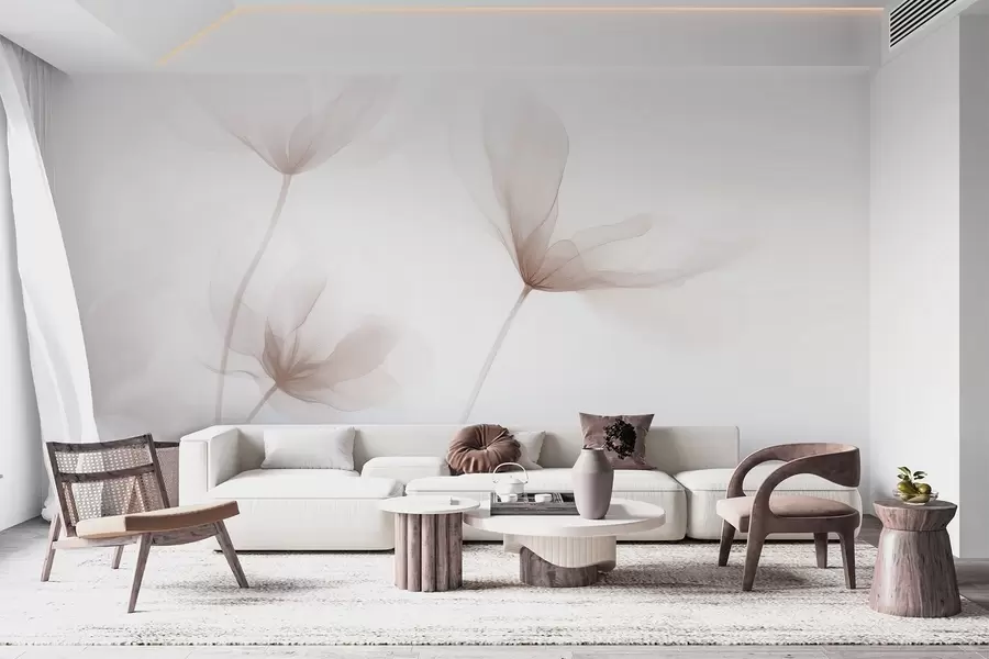 fototapet Flori bej aerisite într-un stil minimalist și luminos w09734