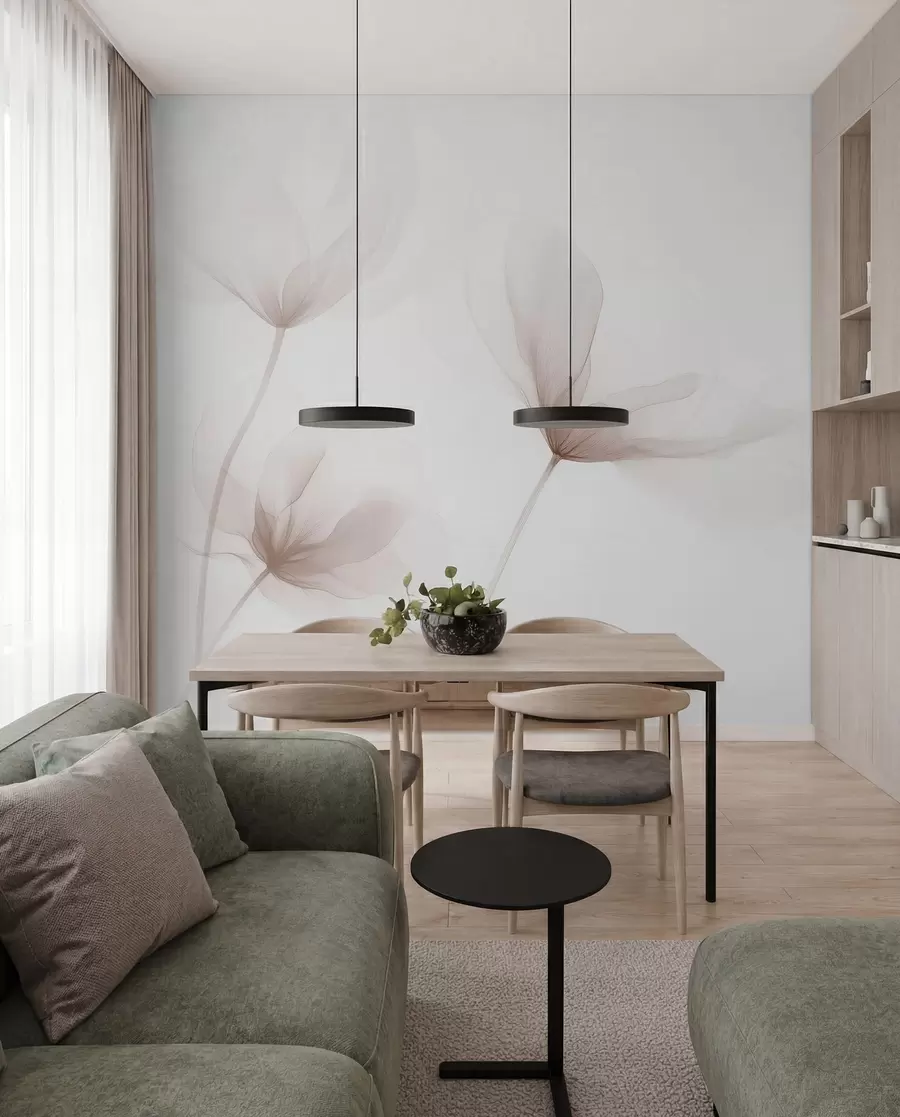 fototapet Flori bej aerisite într-un stil minimalist și luminos w09734