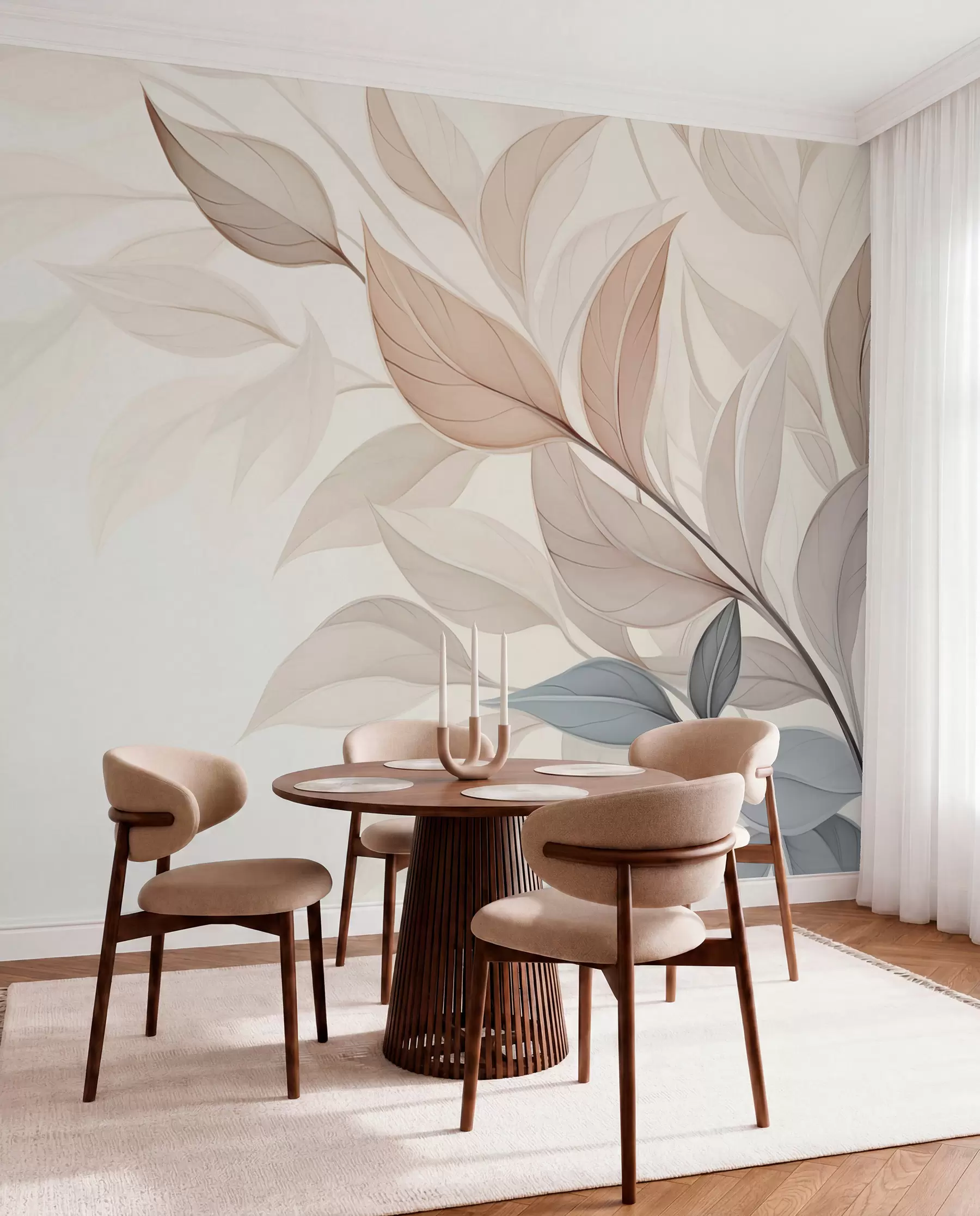 fototapet Straturi de frunze roz w05227