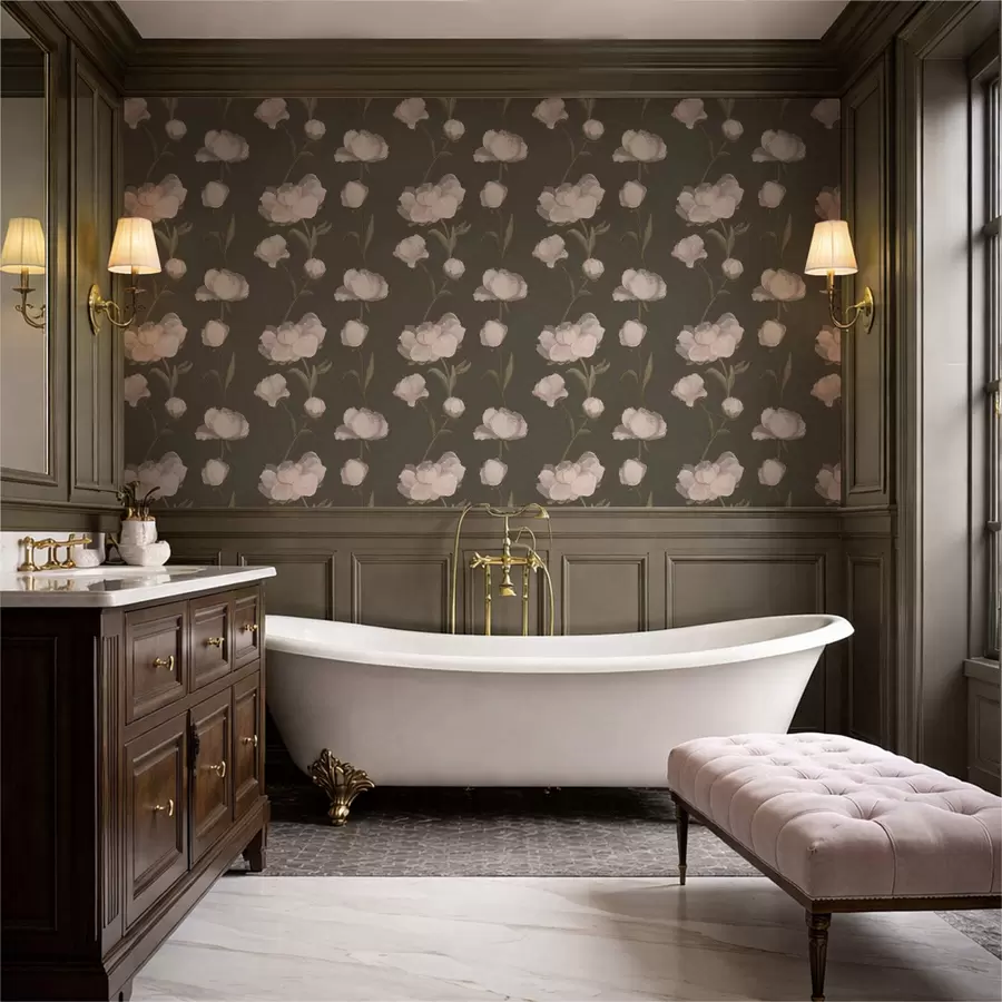 fototapet Bujori roz pal pe fundal închis a01114v1