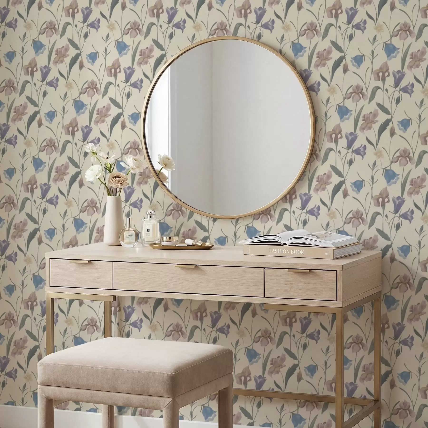 fototapet Model floral pastelat pe fundal deschis a01118