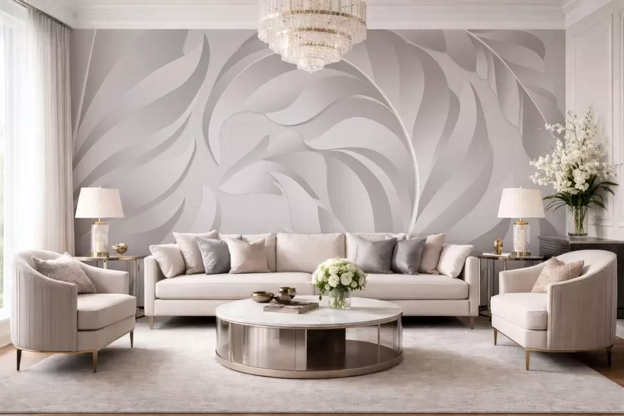 fototapet pene mari texturate în nuanțe perlate w05231v2