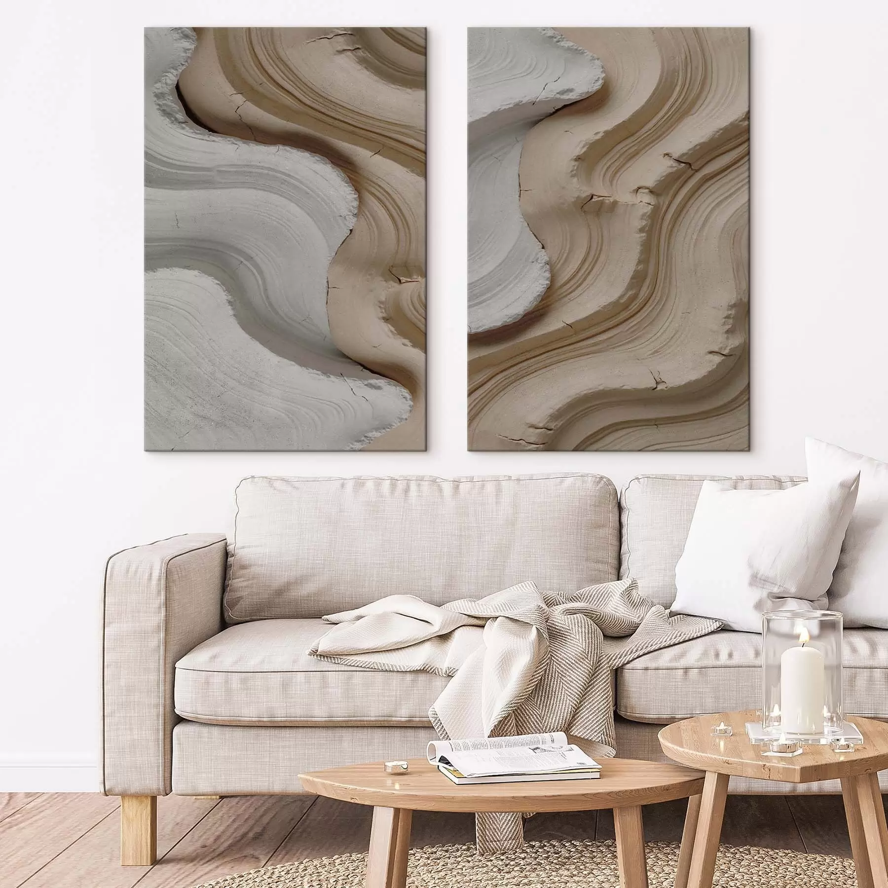 Tablouri Molduri deschise și bej, imitație 3D m30080