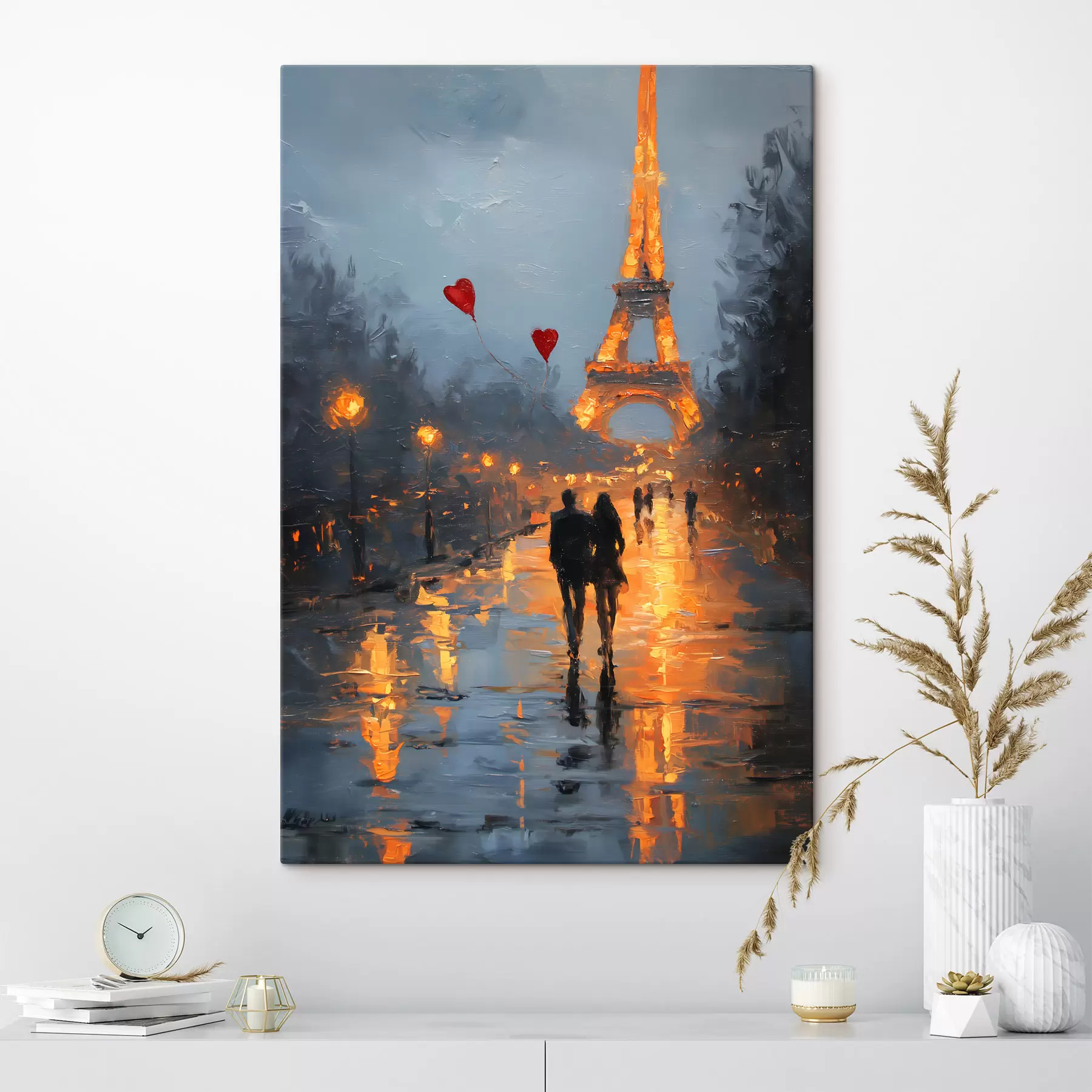 Tablouri plimbare romantică în Paris în stilul picturii în ulei s47952