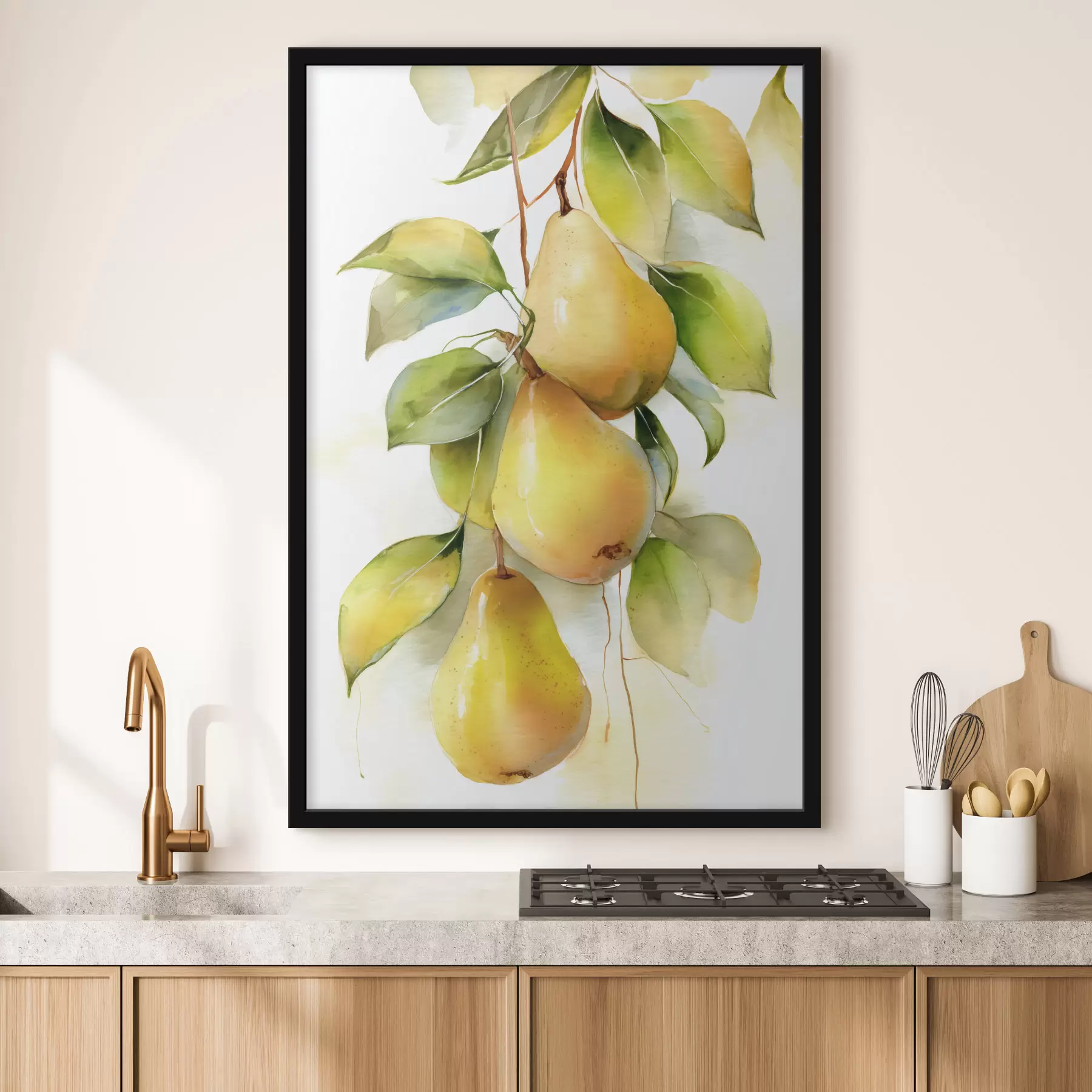 fototapet pere galbene suculente în stil acuarelă f47931