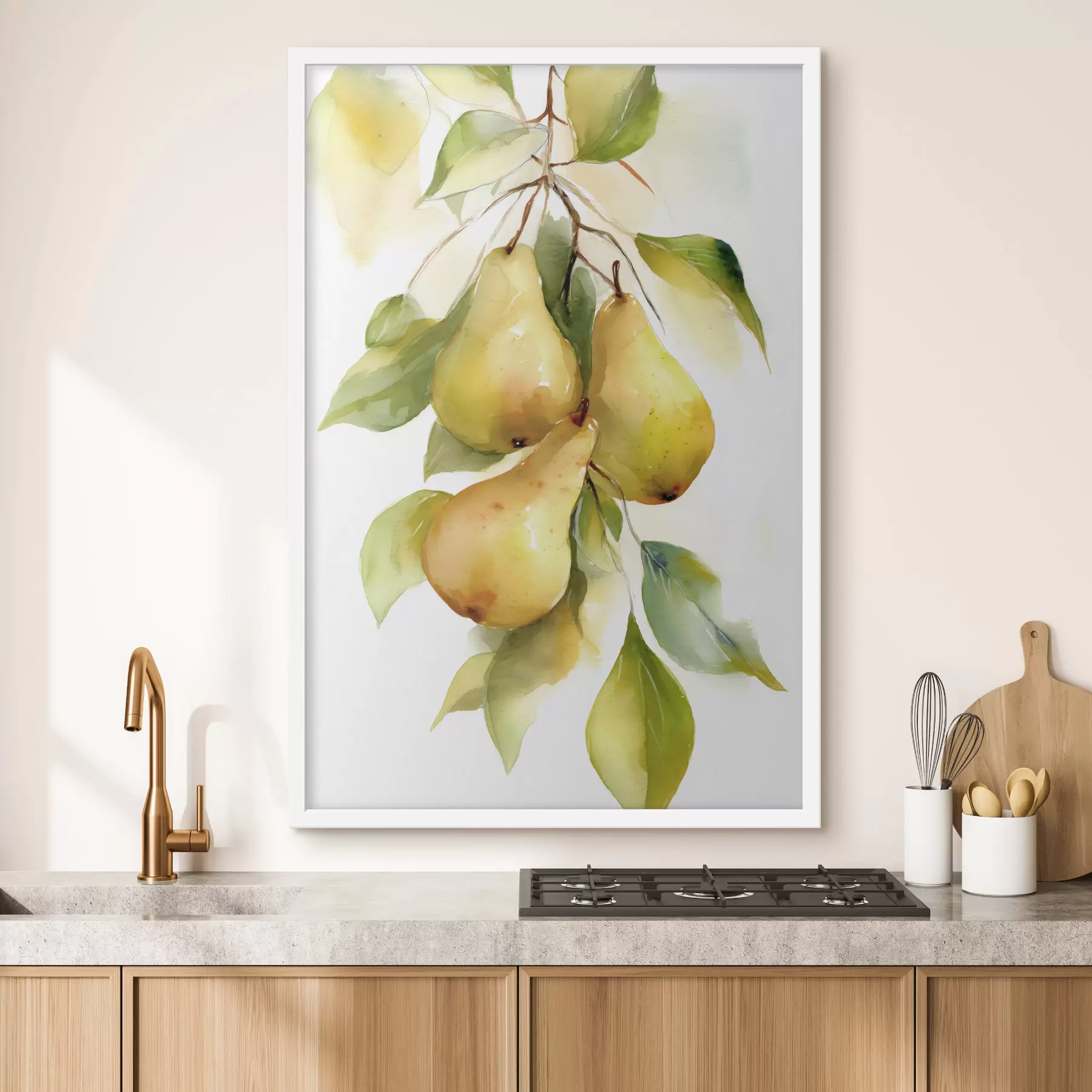 fototapet pere galbene suculente în stil acuarelă f47932