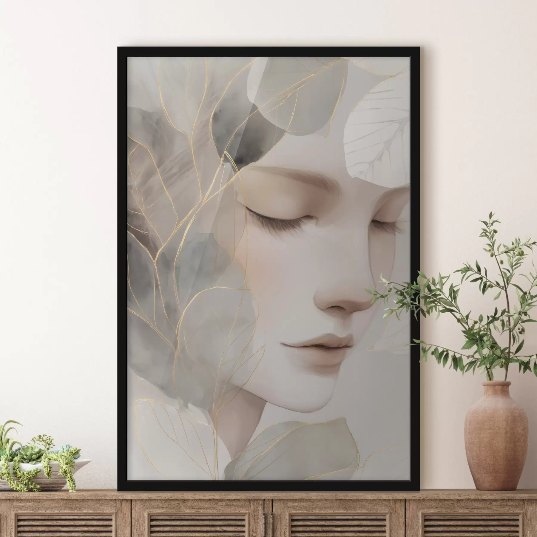 fototapet fata în frunze f47937