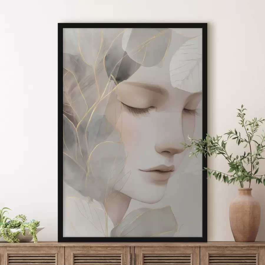 fototapet fata în frunze f47937