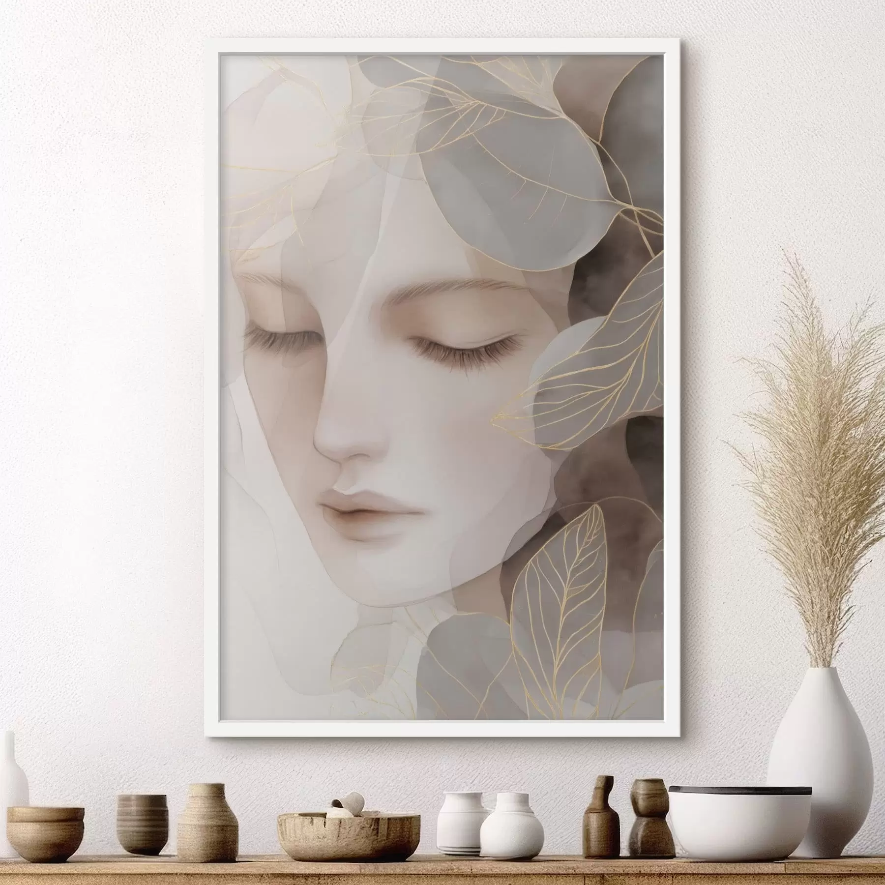 fototapet fata în frunze f47938