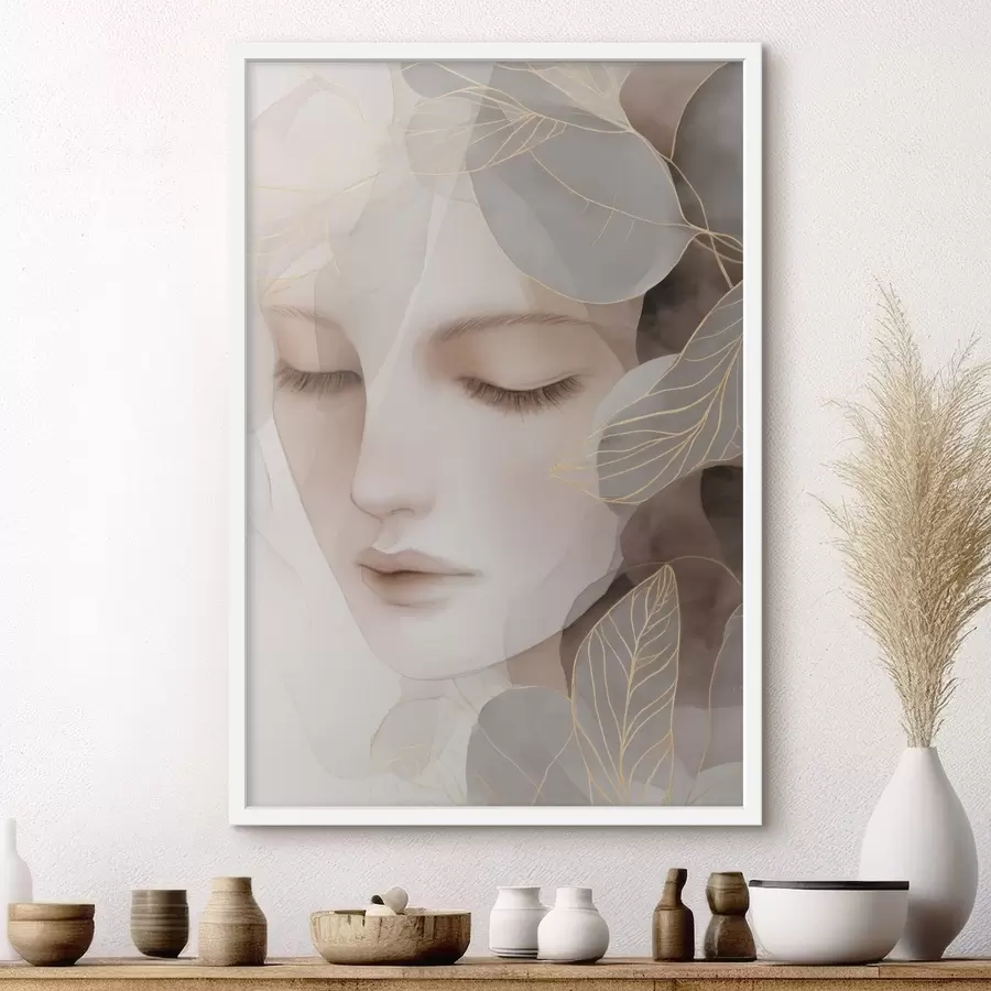 fototapet fata în frunze f47938