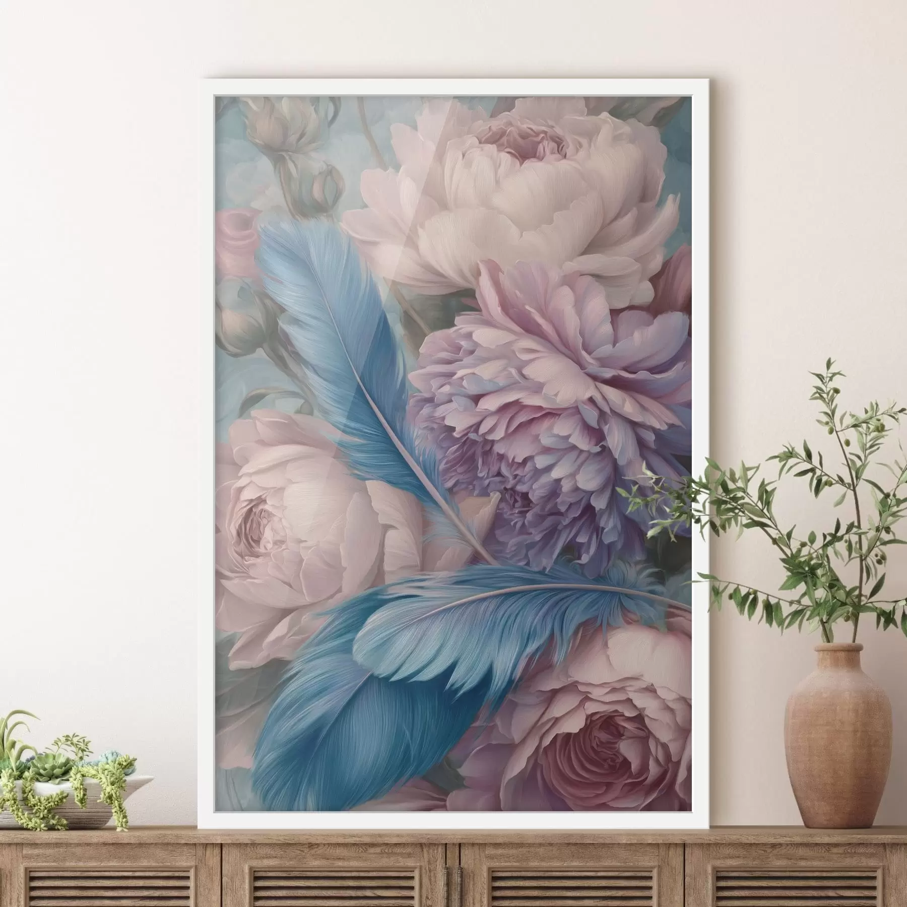 fototapet pene printre bujori f47939