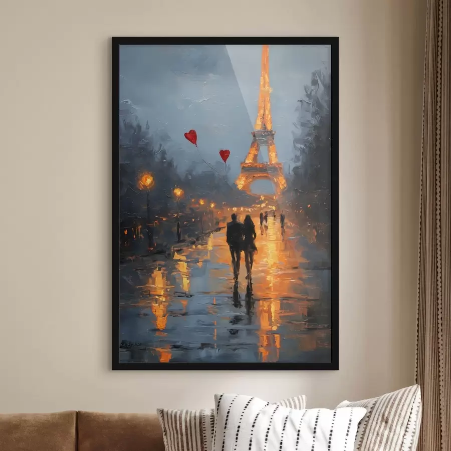 fototapet plimbare romantică în Paris în stilul picturii în ulei f47952