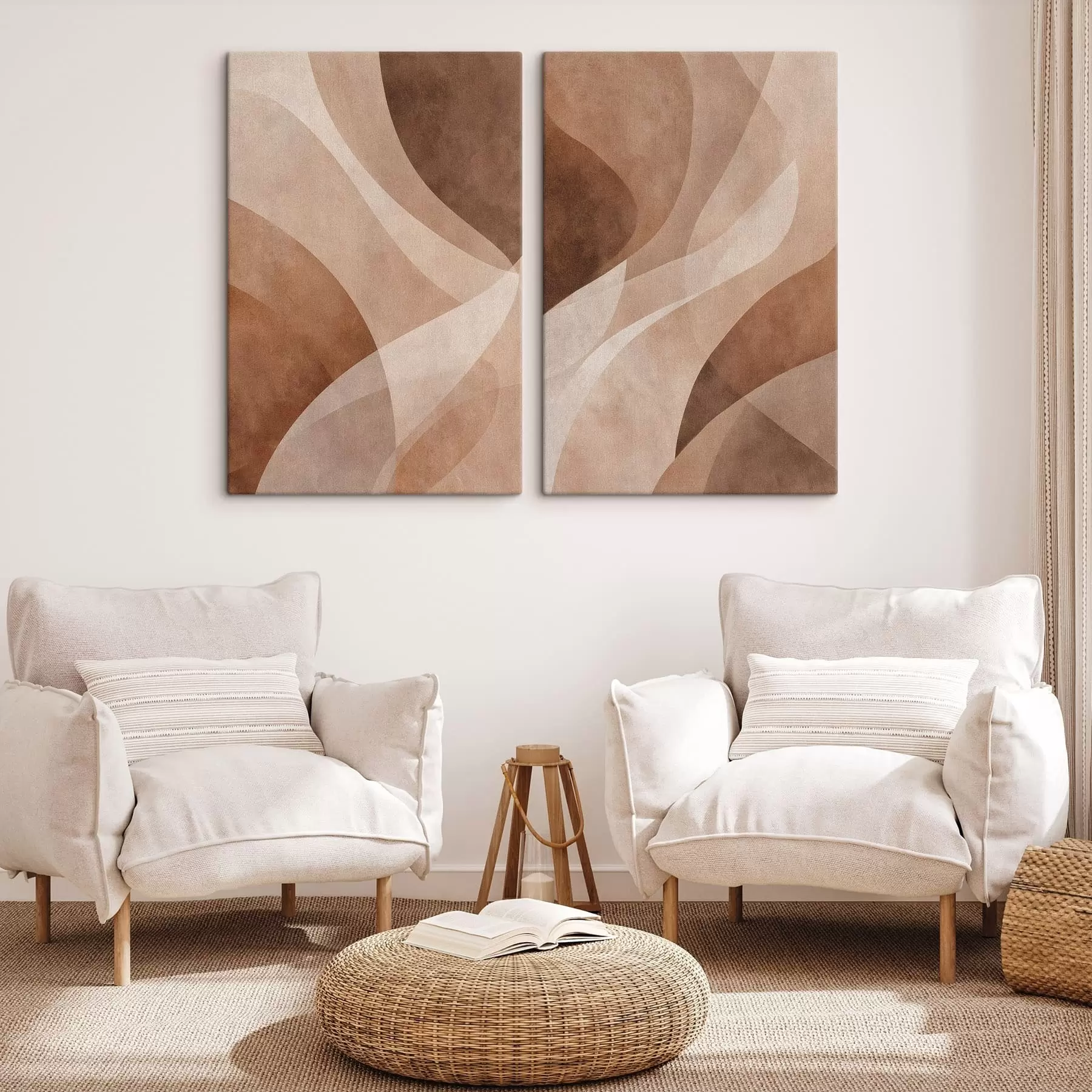 Tablouri valuri abstracte în tonuri de ciocolată m30096