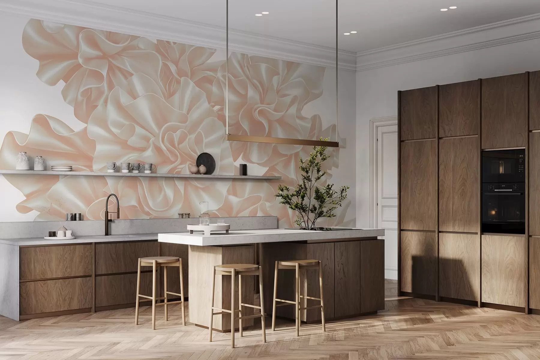 fototapet Imitarea florilor din panglici w05252