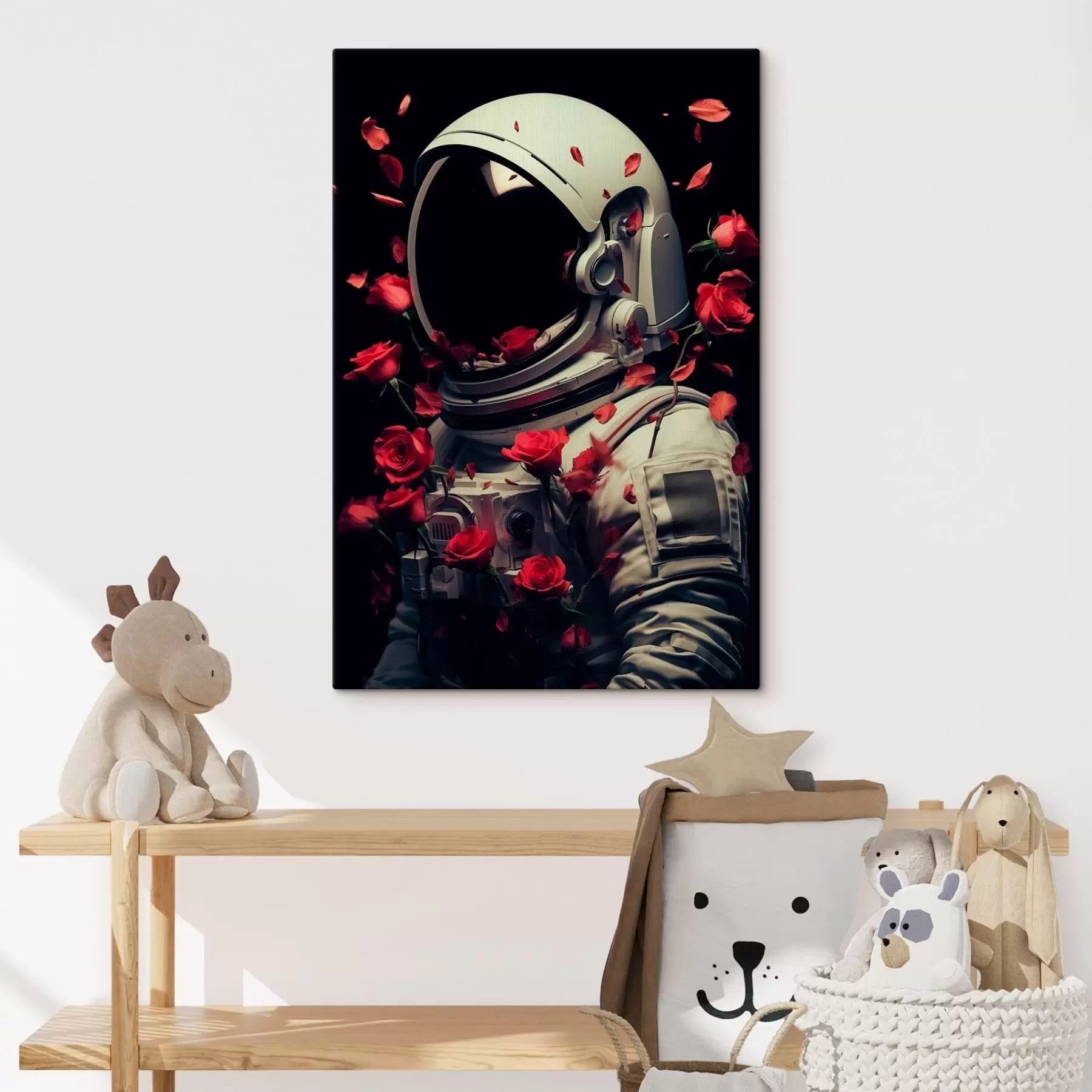 Tablouri portret suprarealist al unui astronaut în costum spațial alb s48113