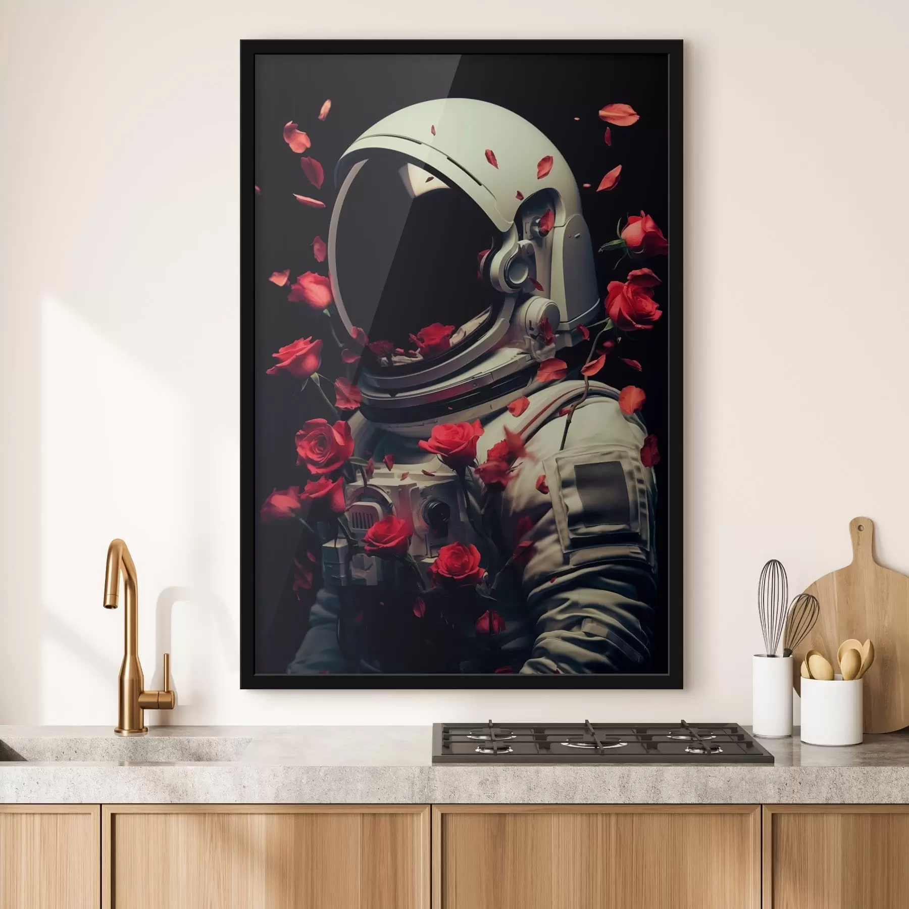 fototapet portret suprarealist al unui astronaut în costum spațial alb f48113