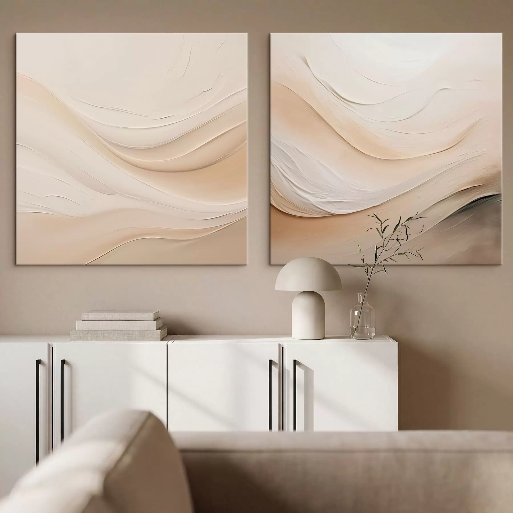 Tablouri Valuri abstracte în tonuri de bej m30101