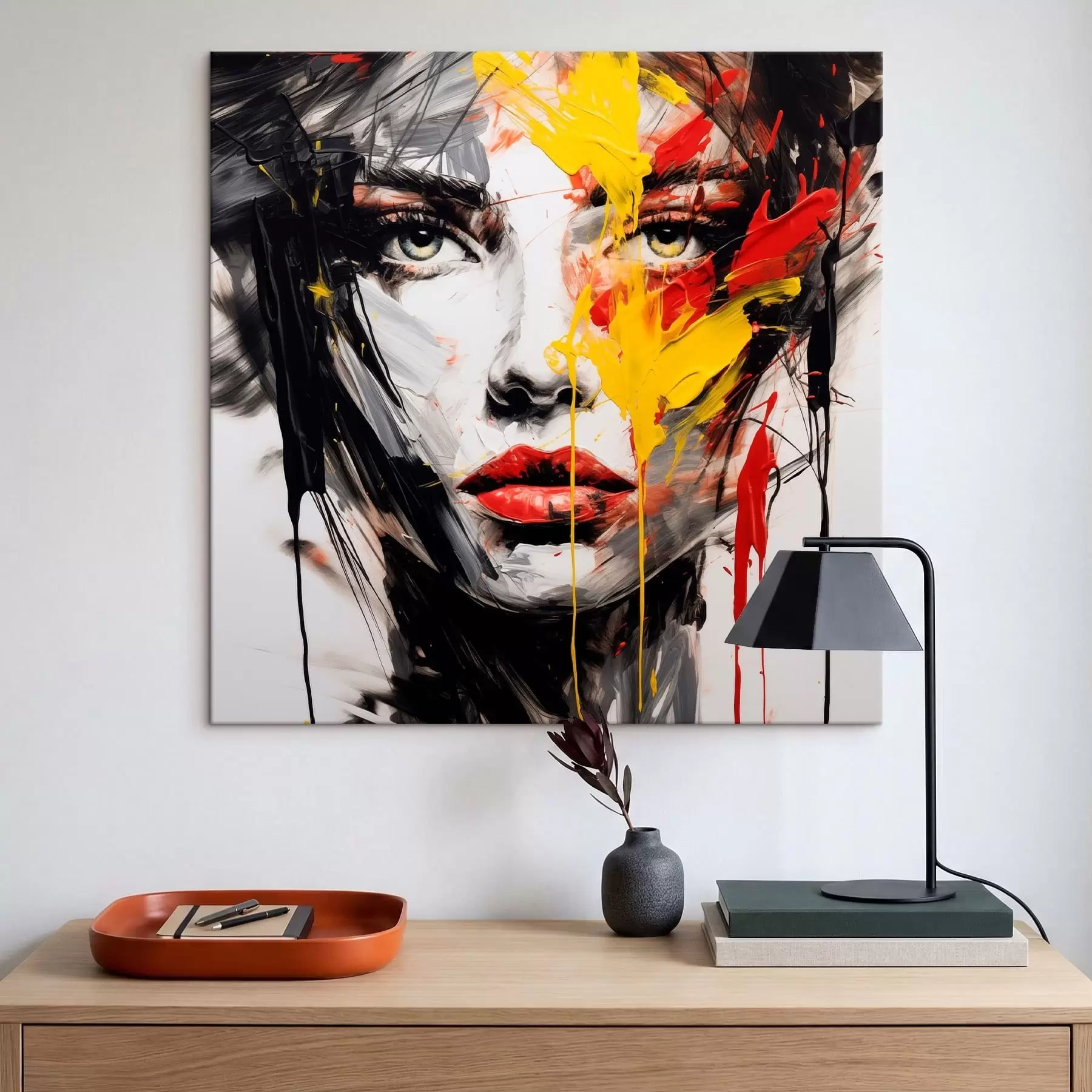 fototapet Portret de femeie cu tușe de vopsea îndrăznețe s48088