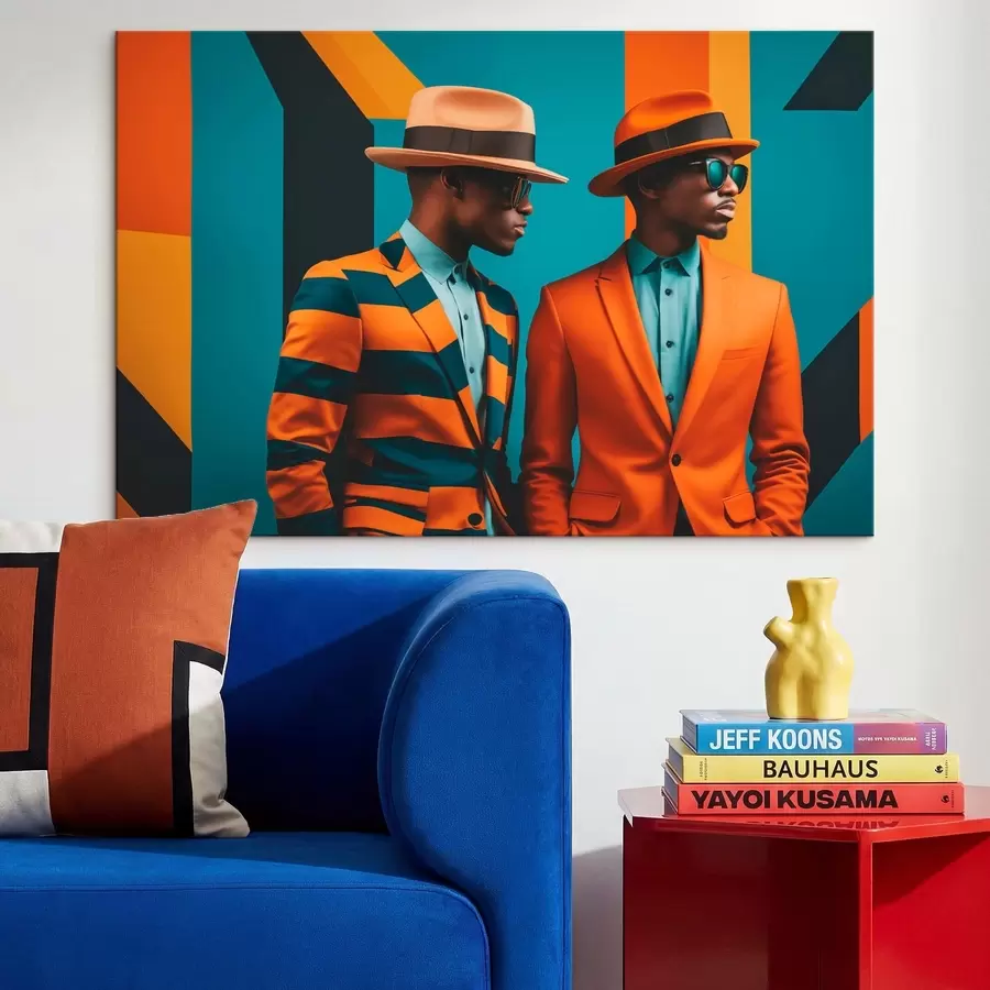 Tablouri Doi bărbați în costume și pălării strălucitoare s48091