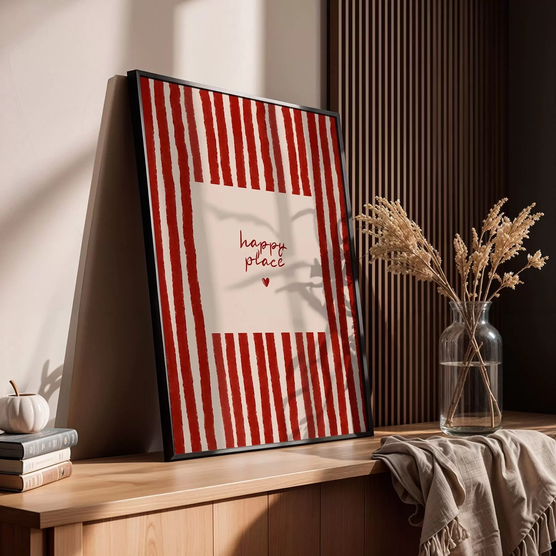 fototapet Dungi roșii cu textul „happy place” f48025