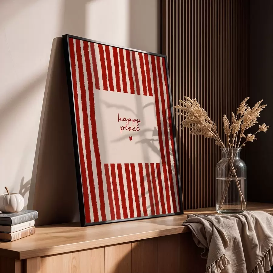 fototapet Dungi roșii cu textul „happy place” f48025