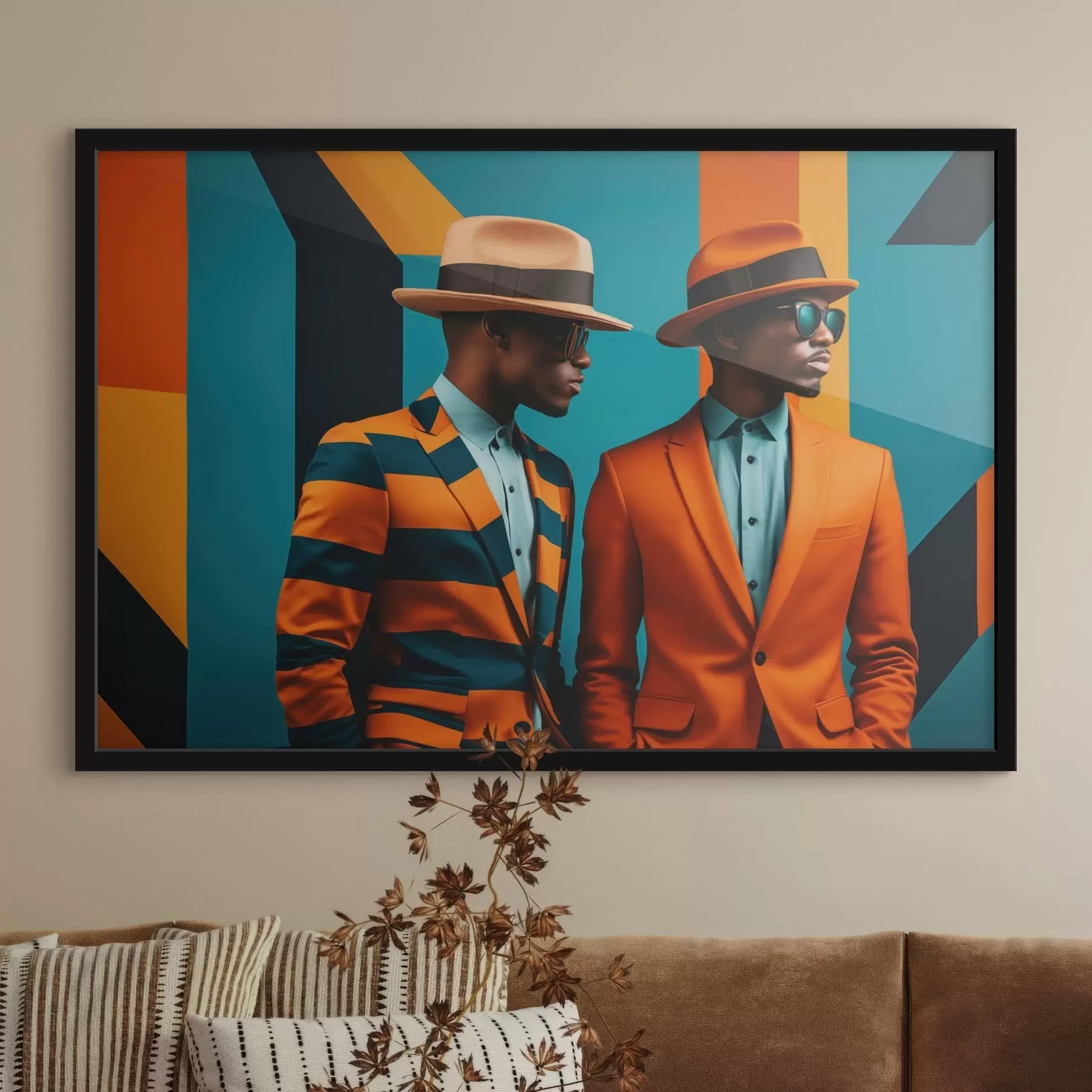 fototapet Doi bărbați în costume și pălării strălucitoare f48091