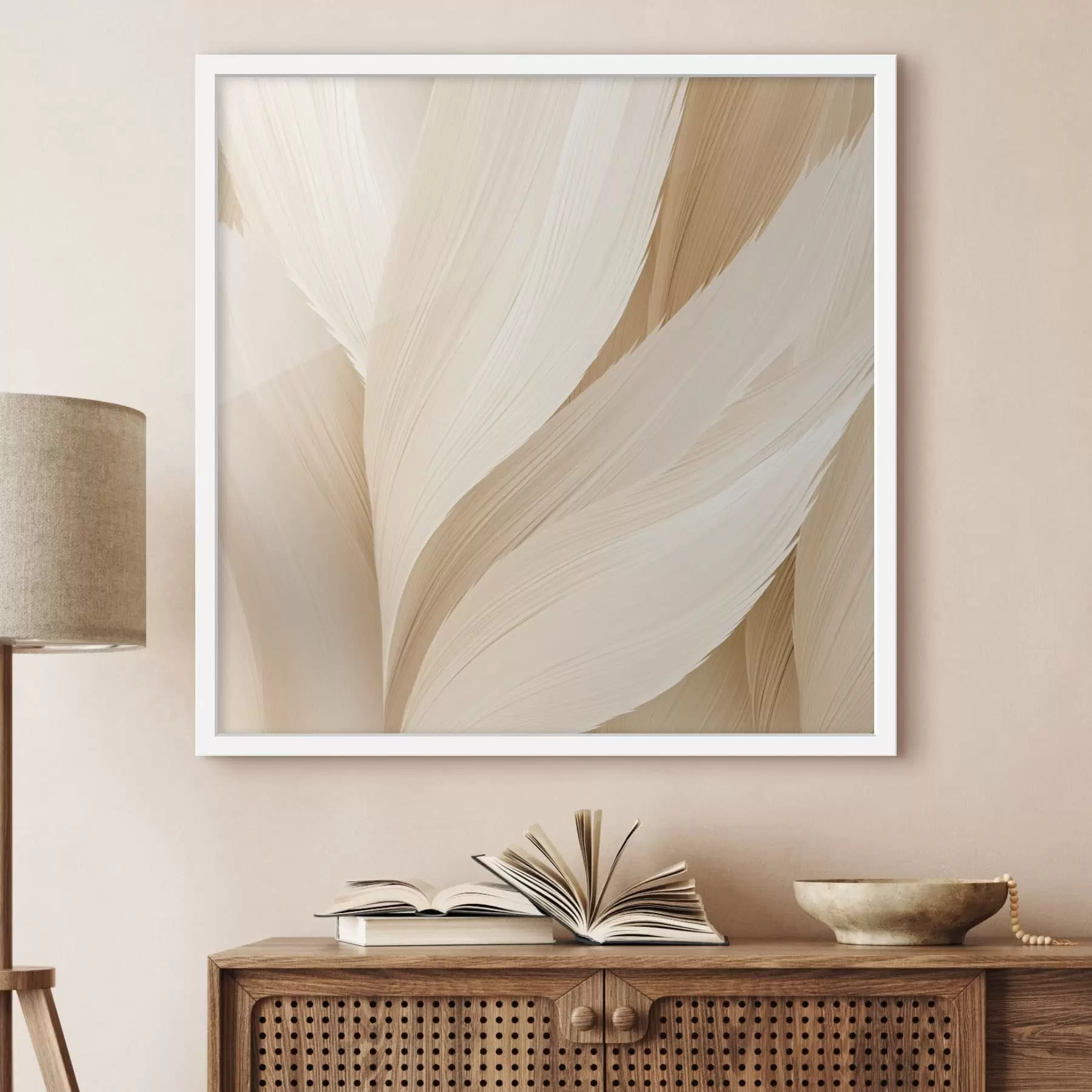 fototapet Forme ușoare, asemănătoare penelor, în nuanțe de bej f48096