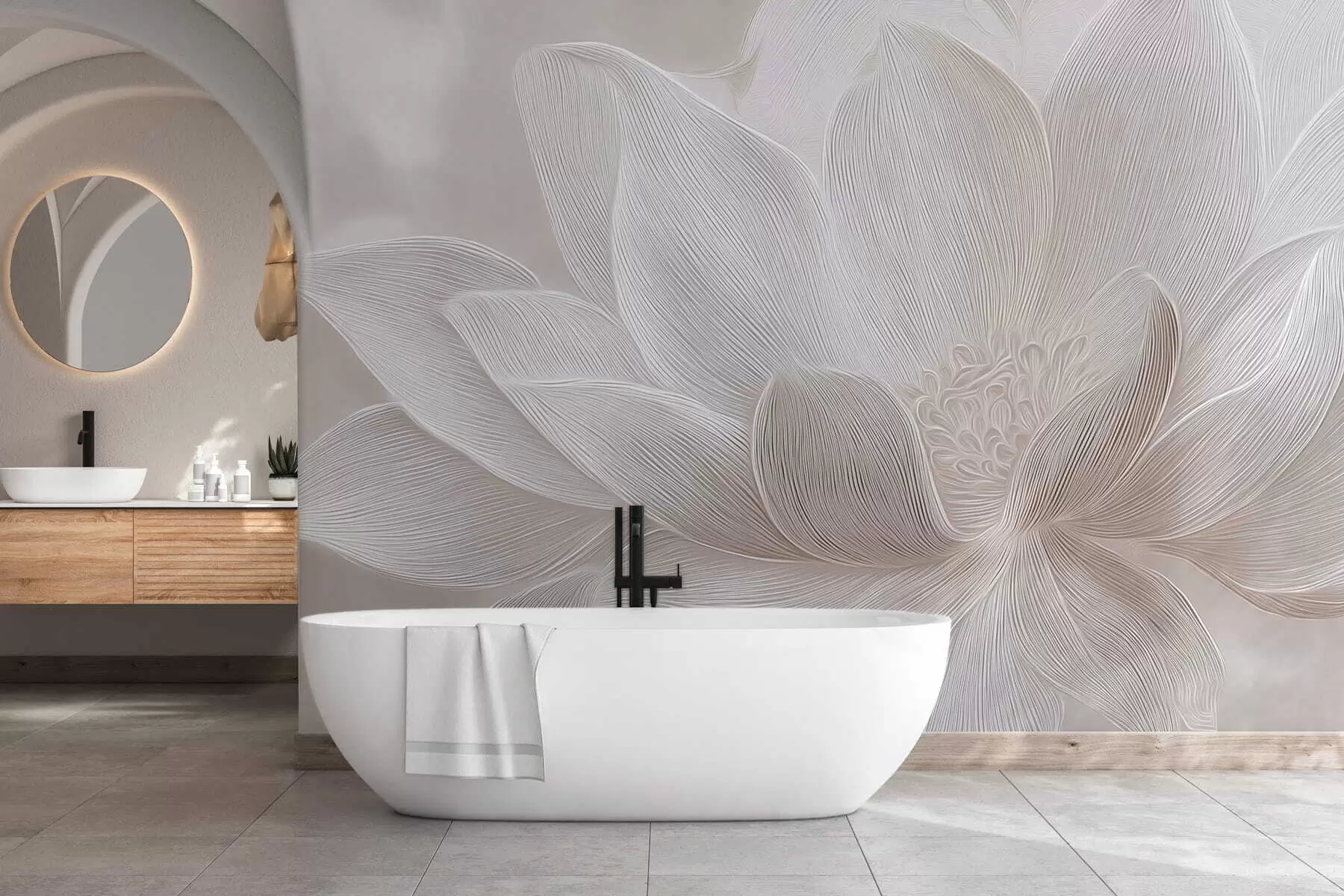 fototapet Valuri abstracte în tonuri de bej deschis w05266