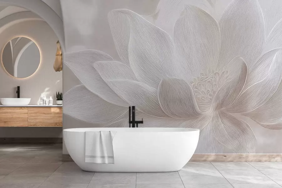 fototapet Valuri abstracte în tonuri de bej deschis w05266