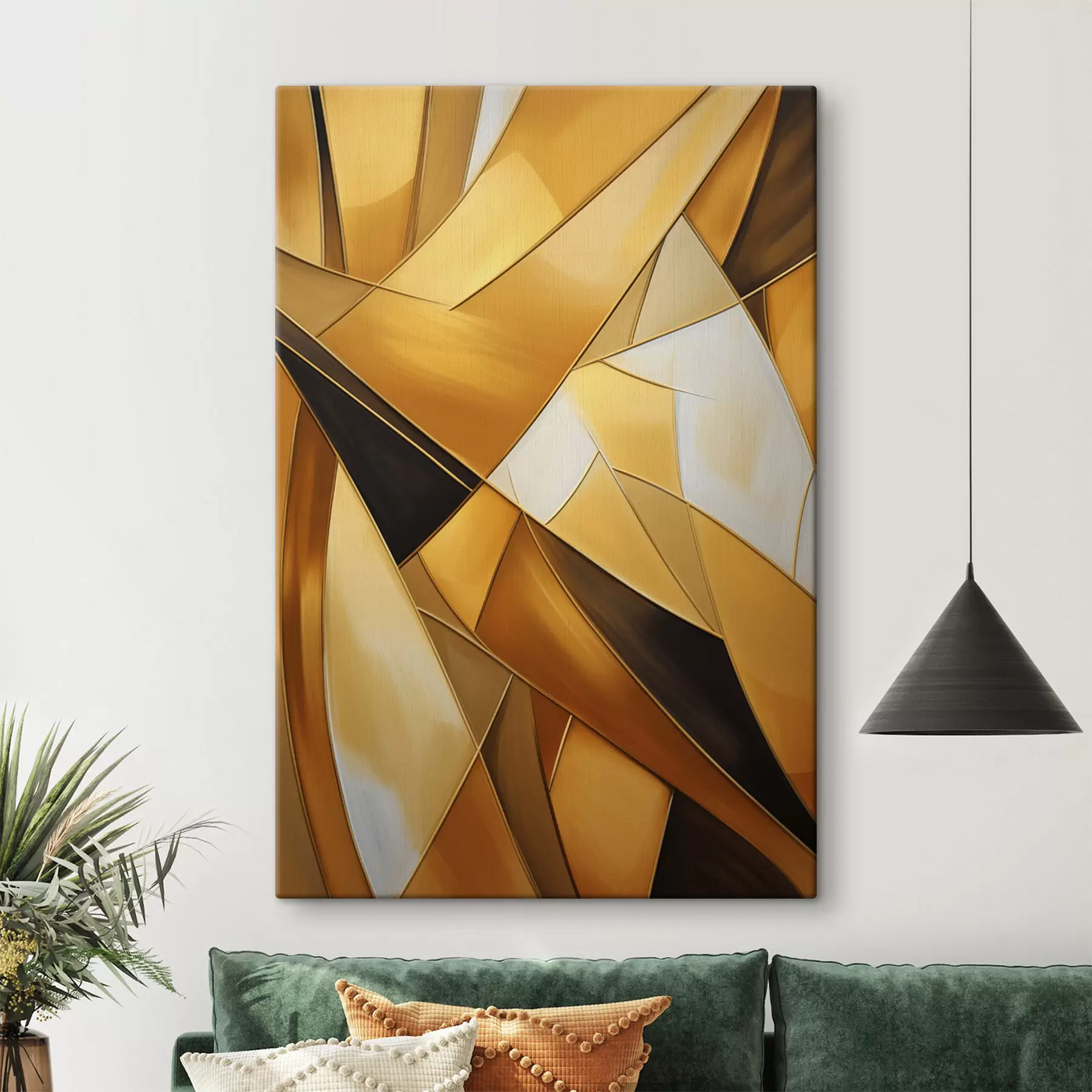 Tablouri Forme geometrice abstracte în nuanțe de portocaliu, maro și alb, cu contururi subțiri pe un fundal texturat s47863