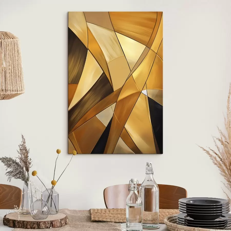 Tablouri Forme geometrice abstracte în nuanțe de portocaliu, maro și alb, cu contururi subțiri pe un fundal texturat s47864