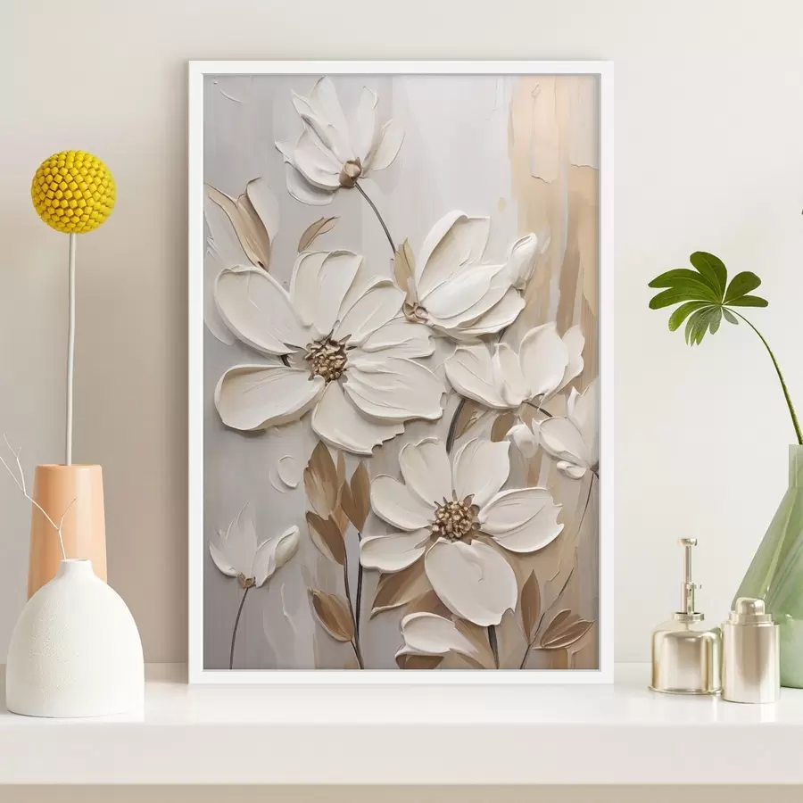 fototapet Flori albe în relief f47873