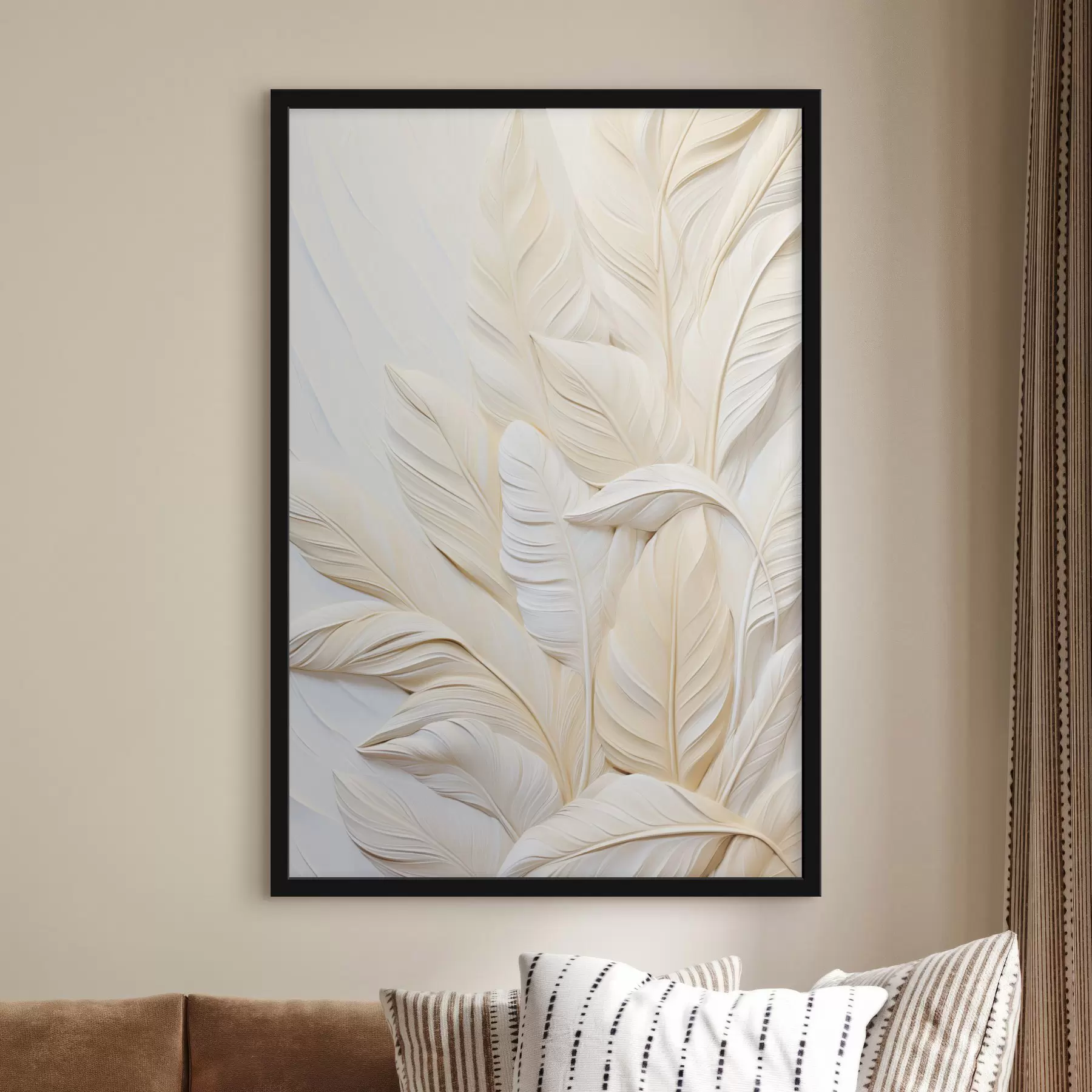 fototapet Pene de culoare crem care se suprapun, cu un fundal moale și deschis la culoare f47883